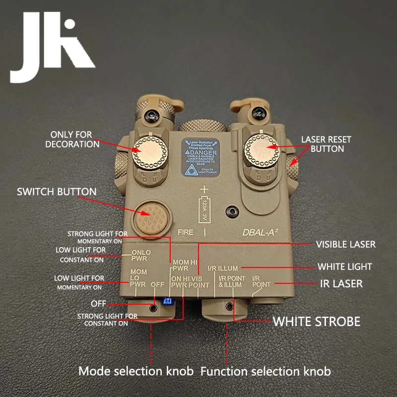 DBAL-A2 de nailon táctico, mira láser roja, verde y azul Advance 2, haz doble Visible/IR, puntería de PEQ-15A, luz láser infrarroja Airsoft - imagen 5
