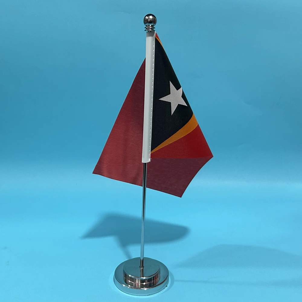 BANDERA SKY escritorio de oficina pequeña bandera de Timor-Leste bandera 14x21cm poliéster East Timor bandera nacional adornos de escritorio banderas - imagen 4