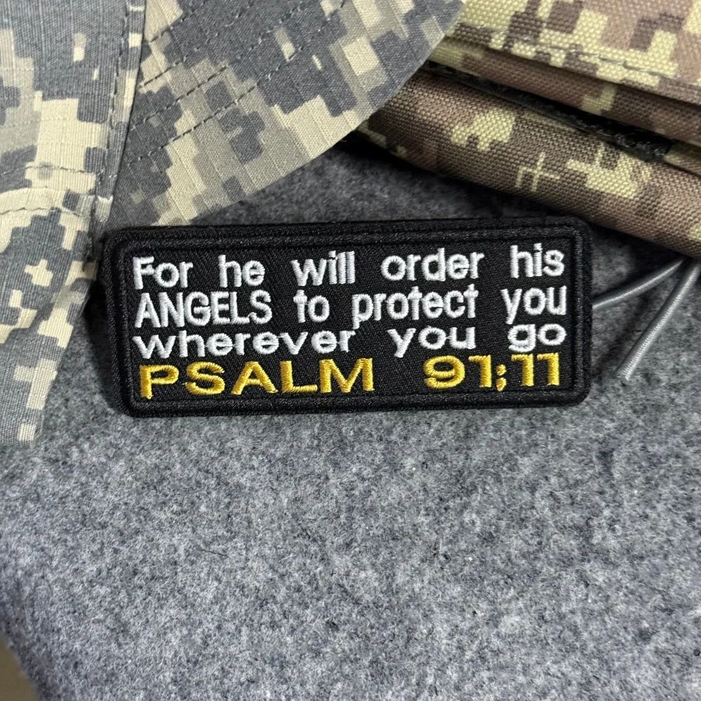 Parche táctico bordado Salmo 91:11 con velcro para mochila - imagen 5