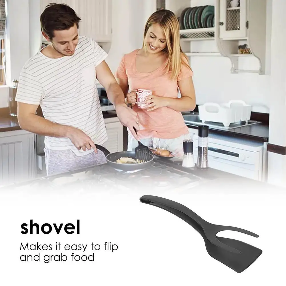 Pinzas abatibles de agarre de nailon 2 en 1, accesorios de cocina para espátula de huevo, espátula para carne, pinzas para tortitas - imagen 2