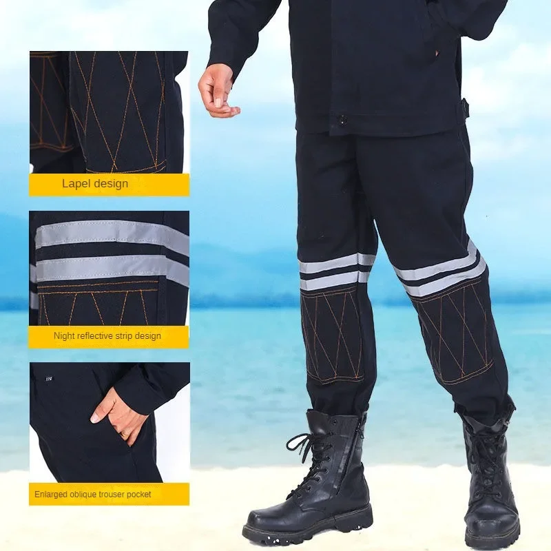 Parche especial para hombres, tira reflectante, mineros, soldadores, trabajadores de soldadura, ropa de trabajo de construcción antiescaldaduras, traje de Top y pantalones - imagen 5