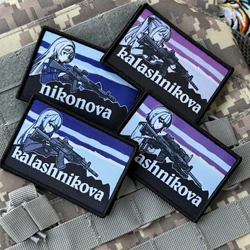 Parches tácticos de moral Kalashnikova para ropa, parche de gancho y bucle estampado de Anime Gun Girl, mochila militar, pegatina para sombrero