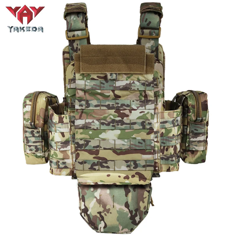 YAKEDA-Chaleco portador de placa táctico, bolsas para revistas Molle de camuflaje, chaleco táctico de protección completa para caza con bolsa portadora de hidratación - imagen 4
