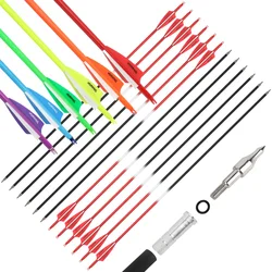 Flecha de carbono SP500 de 31,5 pulgadas, paletas de goma para tiro con arco de carbono mezclado, punta de flecha reemplazable de 100 granos, tiro al aire libre y caza, 6/12 Uds.