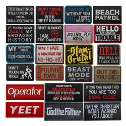 Parche bordado personalizado Hello para mochila, gancho y bucle