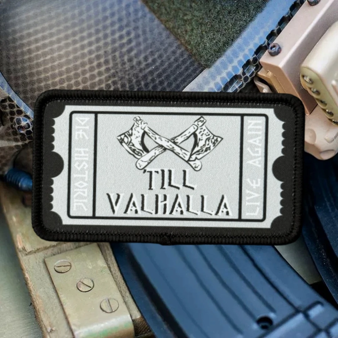 Parche del ejército de Valkyrie "Till Valhalla", insignia de moral táctica, parches de gancho y bucle impresos para ropa, pegatina de equipo militar - imagen 5