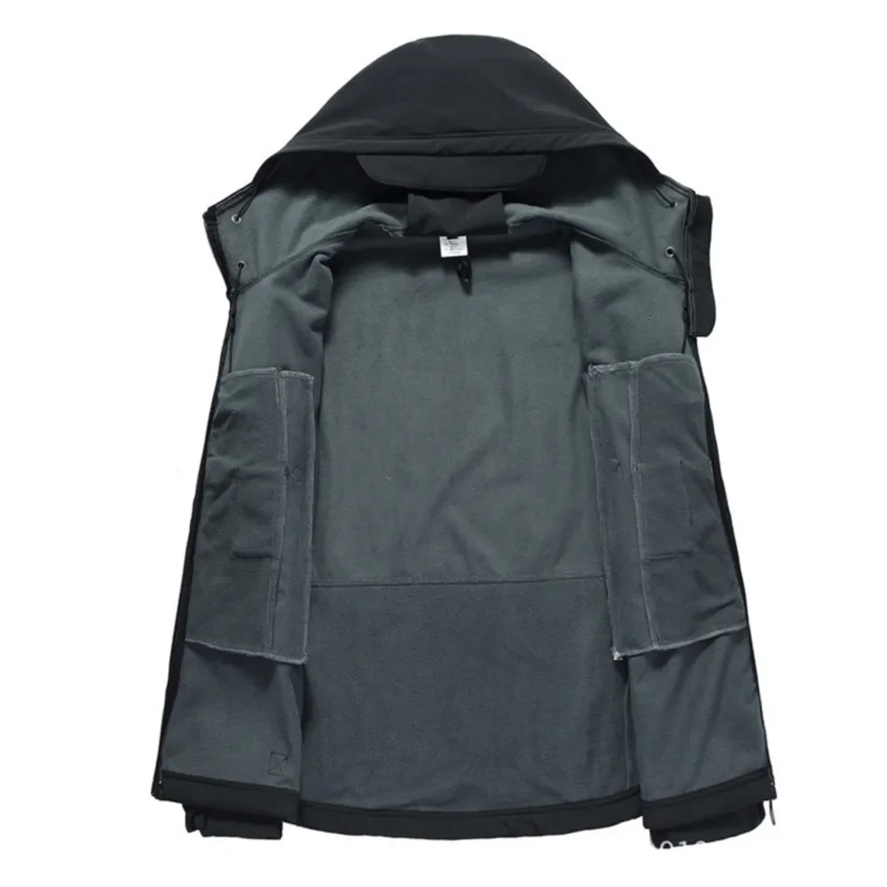 Chaqueta táctica impermeable de piel de tiburón para hombre, abrigo con capucha de piloto de vuelo, chaqueta de bombardero de campo, ropa de concha suave, a prueba de viento - imagen 4