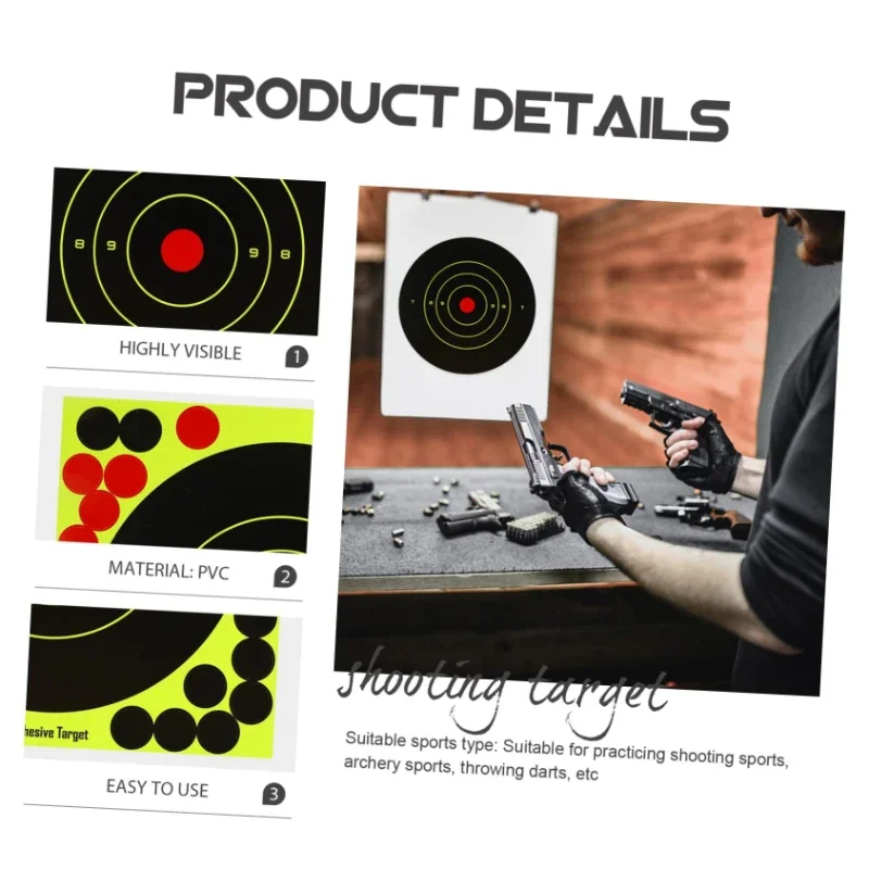 50 Uds. De pegatinas de destino altamente visibles, 20cm/8 pulgadas, autoadhesivas, práctica de tiro, papel de destino, etiquetas adhesivas de entrenamiento para tiro - imagen 4