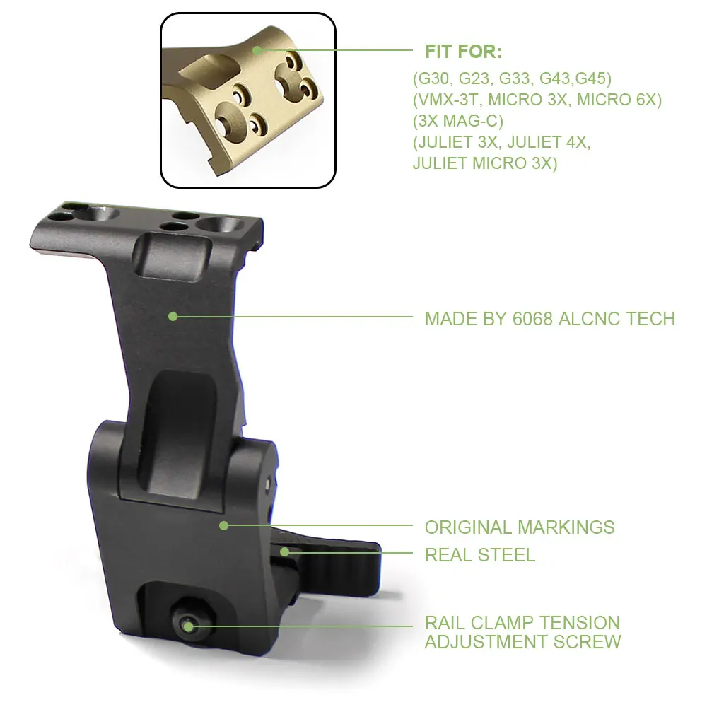 Soporte táctico 2,26 FTC rápido OMNI montaje Universal QD lupa para G33 G43 G45 V3XM V6XM VMX-3T lupa - imagen 4