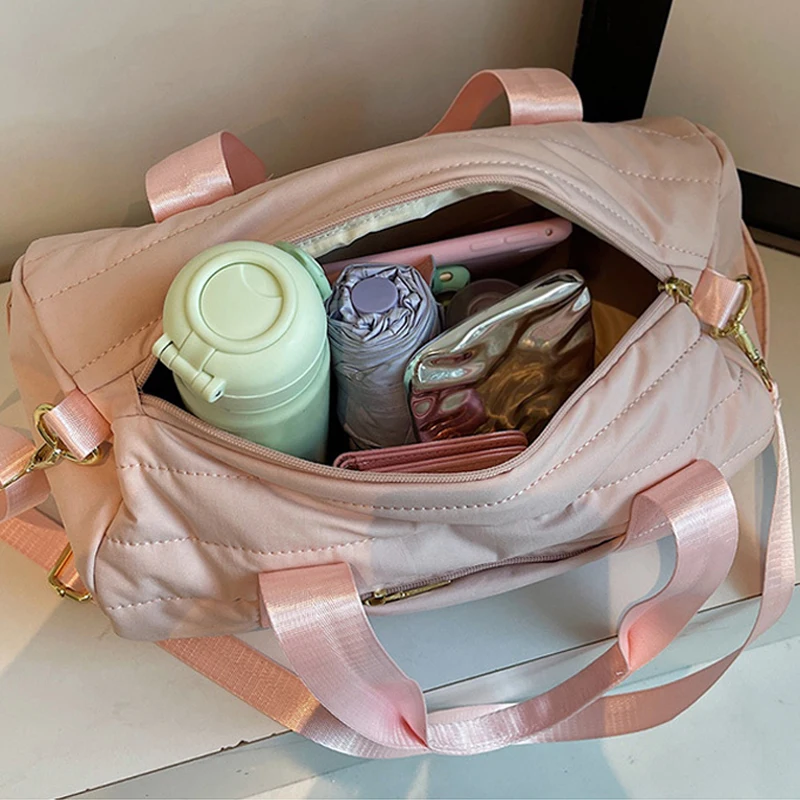 Bolsa de viaje deportiva a cuadros, bolso grande para gimnasio, Fitness, Yoga, entrenamiento exterior, Camping, bolso cruzado, viaje de negocios, equipaje, lona para mujer - imagen 5