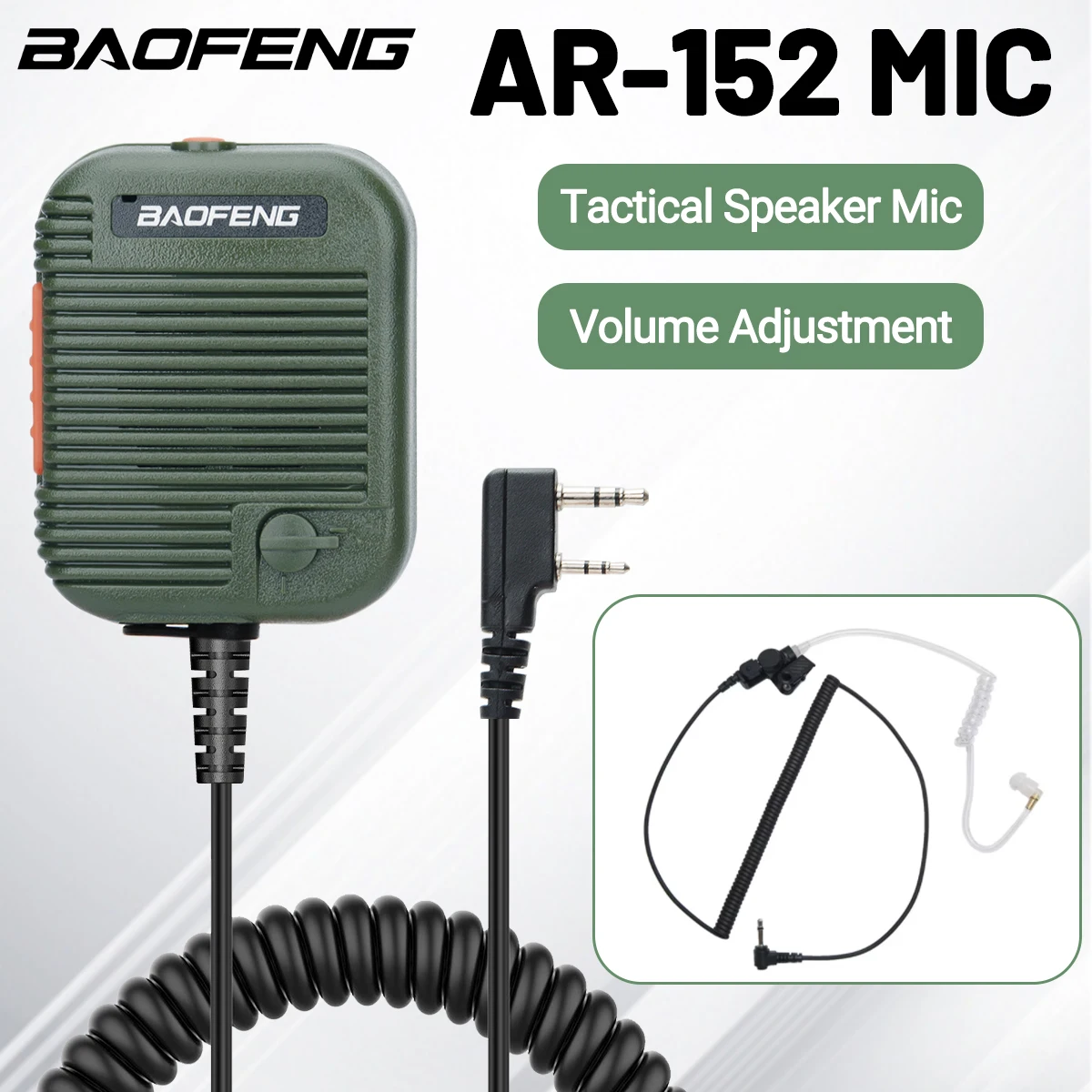 Baofeng AR-152 micrófono táctico con altavoz para walkie talkie