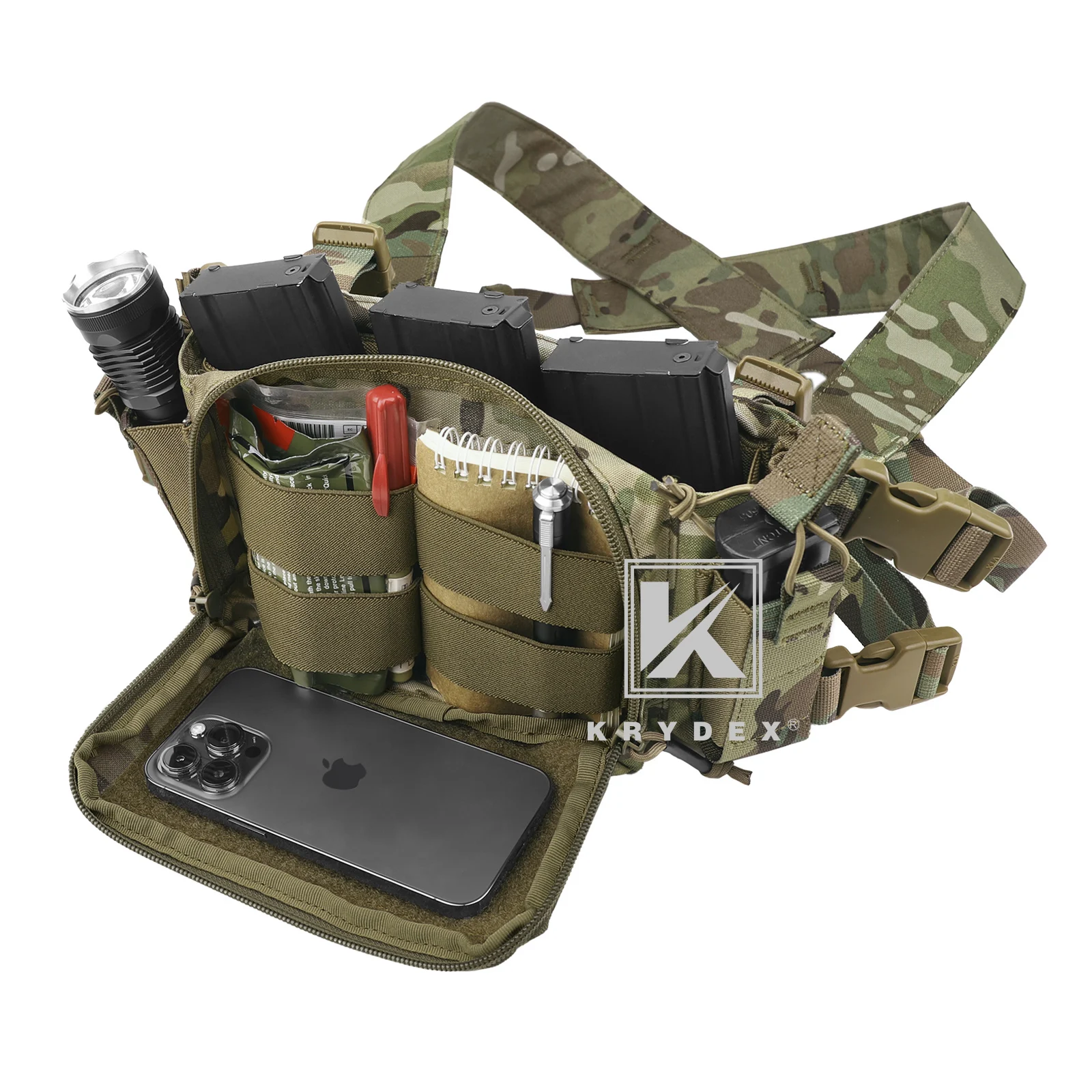 KRYDEX D3CRM Chaleco táctico ligero con MOLLE para airsoft y caza - imagen 4