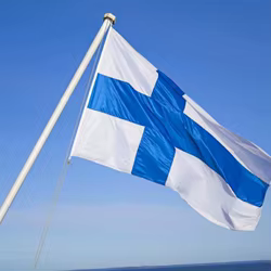 Bandera de Finlandia con cruz azul de 90x150 CM Suomen Tasavalta Suomi Fi Fin para decoración