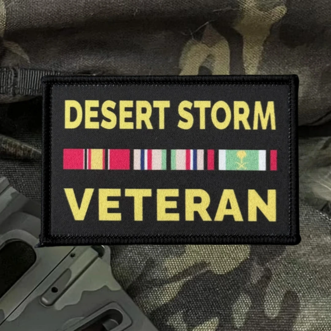 Parche de tormenta del desierto, insignia de moral táctica de veterano, parches de gancho y bucle impresos para ropa, mochila, sombrero, accesorios, pegatina - imagen 4
