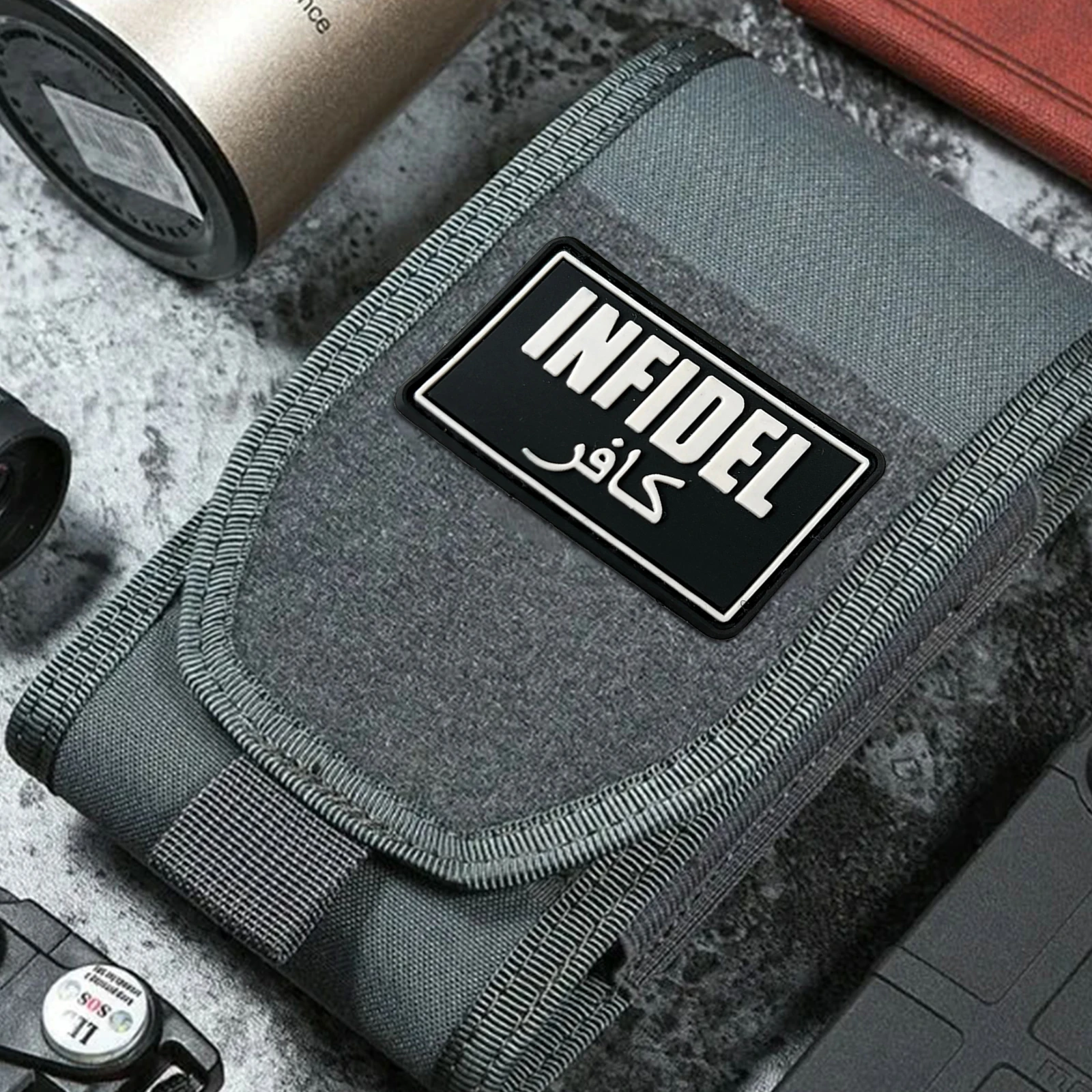 Parche táctico INFIDEL negro, parches de gancho y bucle de PVC para ropa, insignia de moral Airsoft, brazalete del ejército militar, pegatinas para mochila - imagen 3