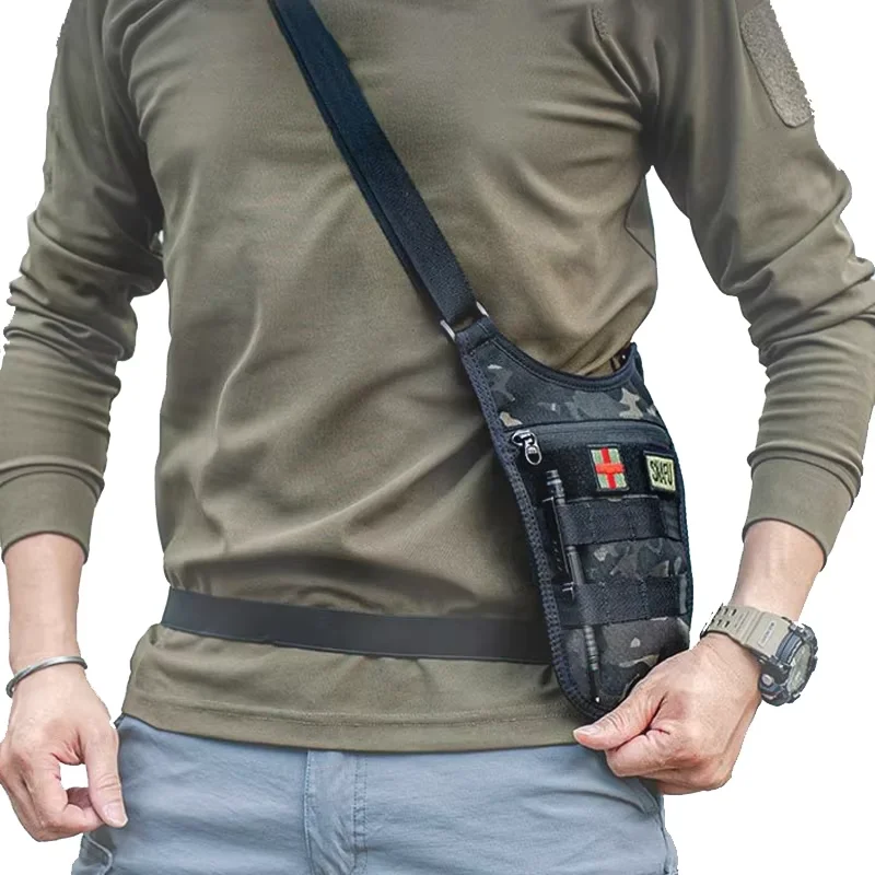 Bolso de hombro táctico, bolso de agente para las axilas, riñonera oculta para hombre, paquete antirrobo para llaves de teléfono de viaje al aire libre Molle, bolsillo para herramientas EDC - imagen 5