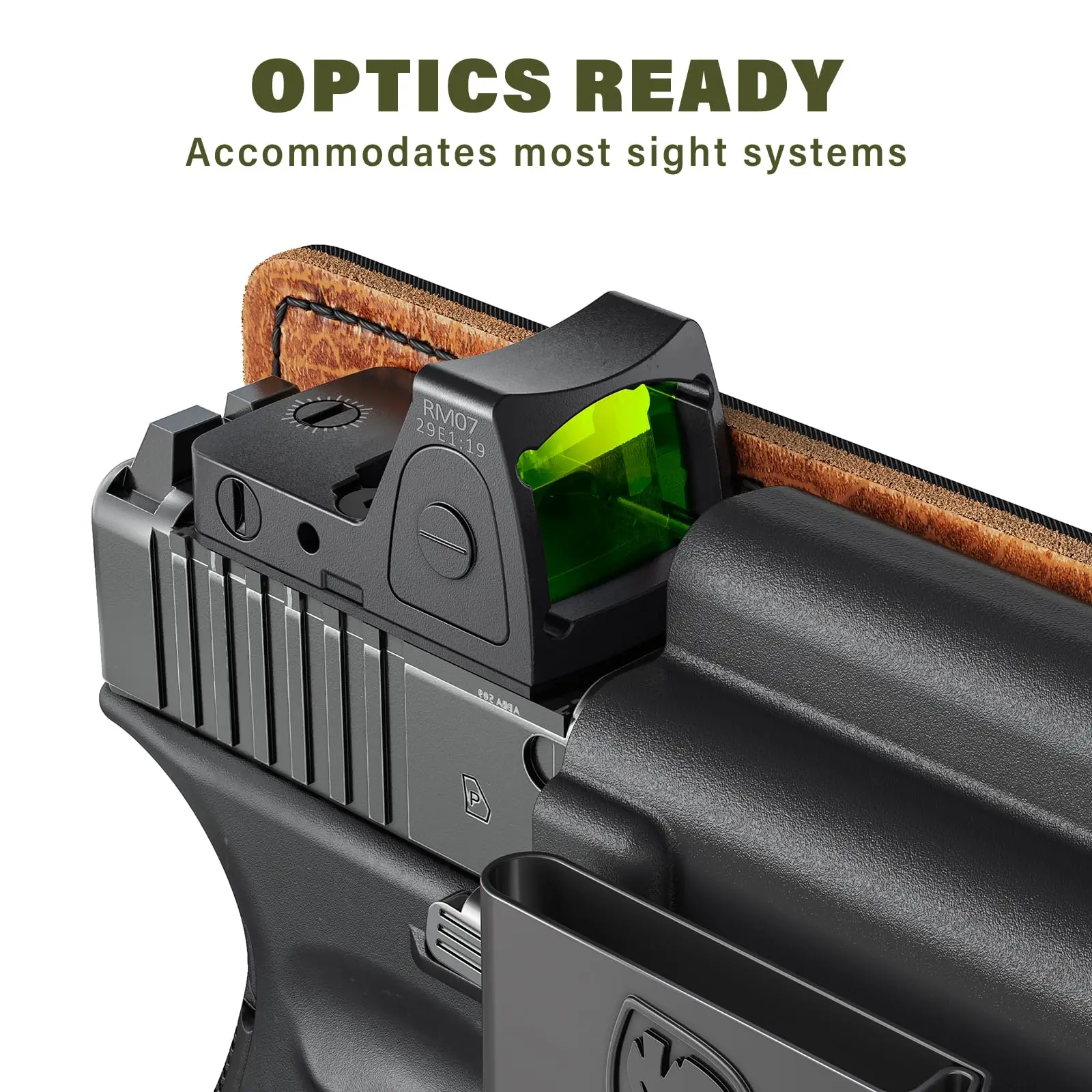 Funda IWB de transporte oculto compatible con Glock 19 (G19 Gen 3/4/5),19X,44,45,23,32 Funda de cuero Ideal para cinturilla interior - imagen 4