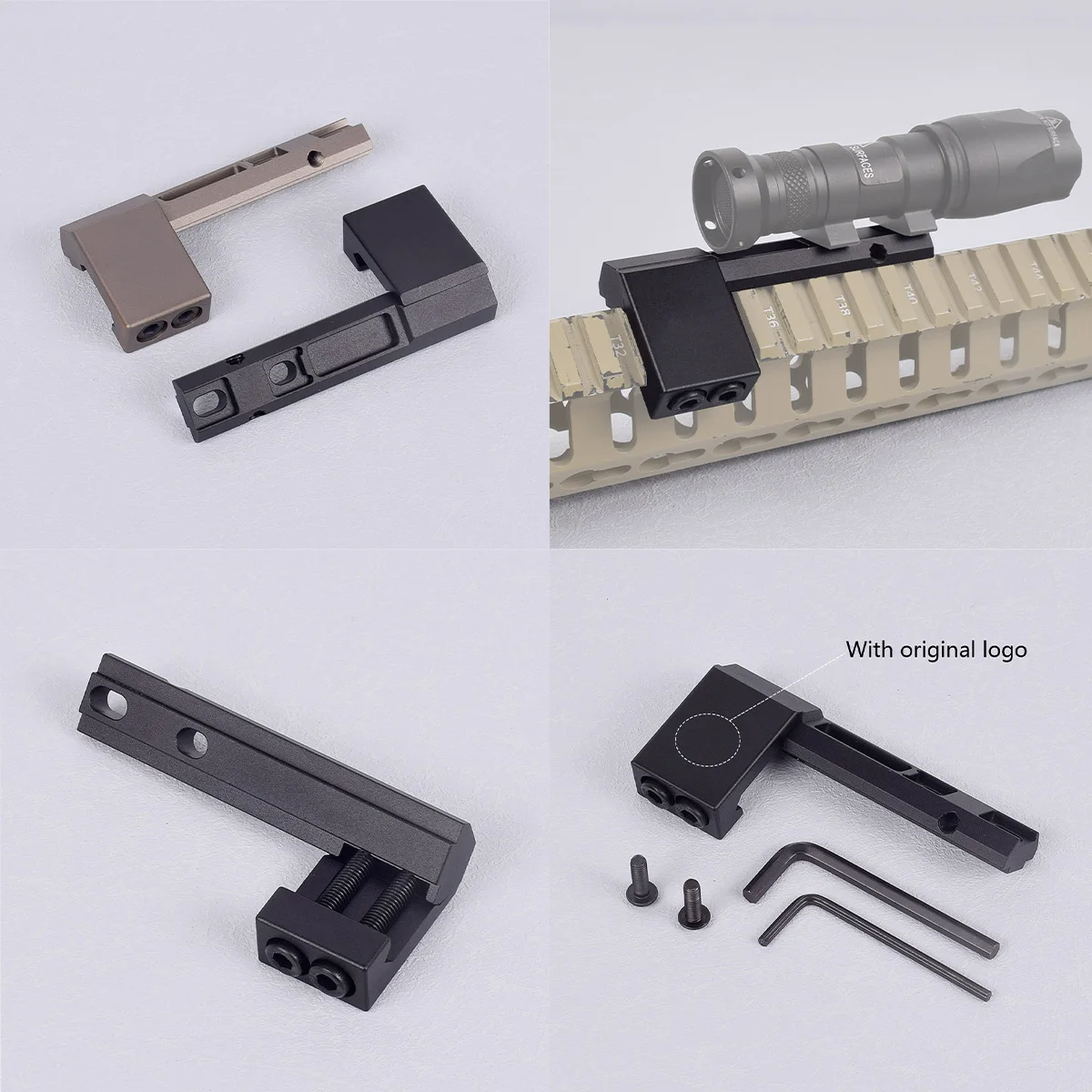 Linterna táctica M-lok ARIS Series Surefire M300 M600, montaje de explorador compensado compatible con M-lok Keymod SMR, Base de riel Airsoft M951 M620 - imagen 5