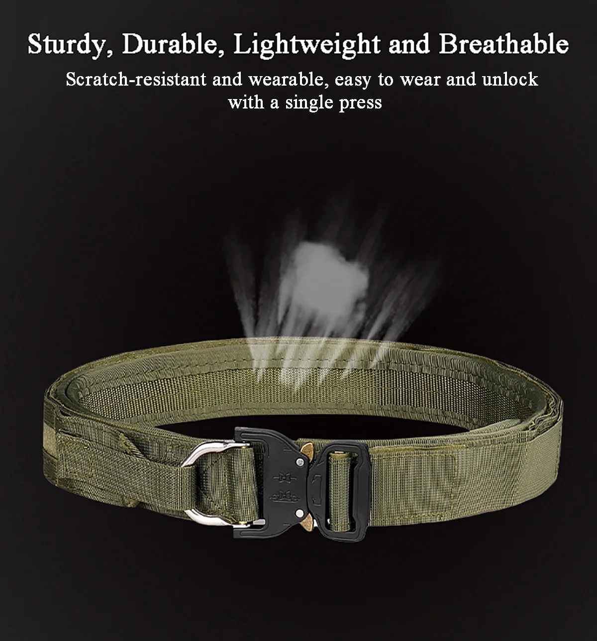 Cinturón de combate de guerra de 1,5 pulgadas de ancho, cinturón táctico de nailon multifuncional, grueso, hebilla de Metal de doble capa - imagen 2