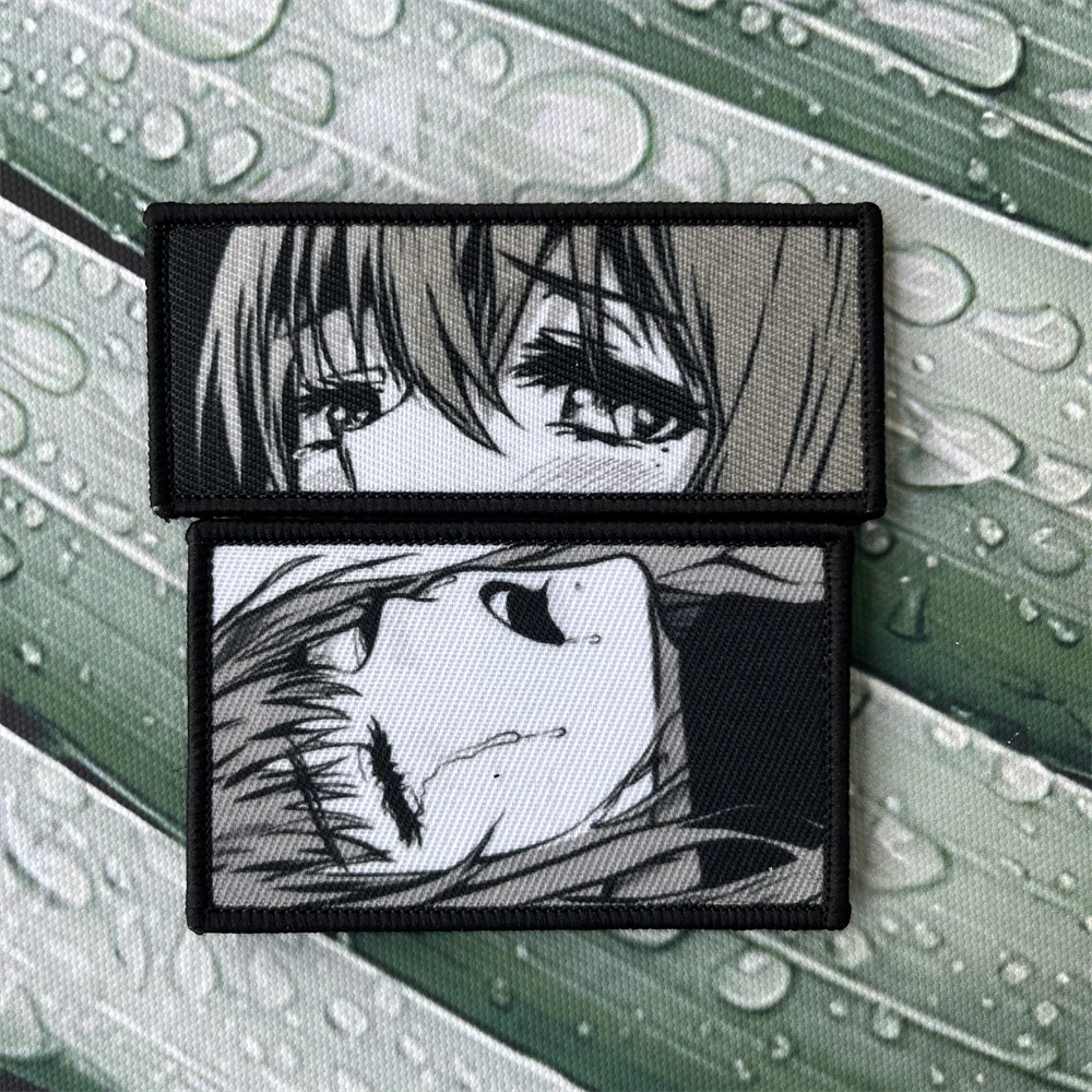 Parches de Chica de Anime, juego de dibujos animados Eye Kill, insignia militar de moral táctica, parches de gancho y bucle, pegatinas de decoración impresas para mochila