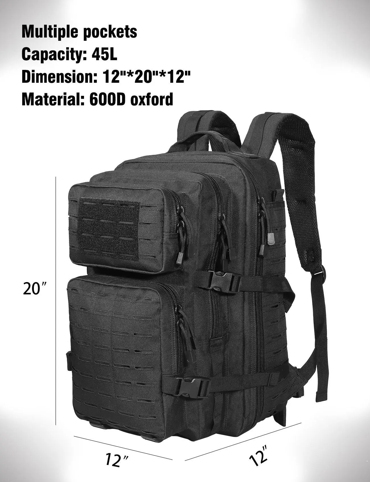 Mochila táctica de gran capacidad para acampar al aire libre, bolsa táctica de boxeo láser, mochila de montañismo, 45L, 3P, nuevo - imagen 3