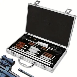 Kit limpieza pistola cepillos cobre barril estuche aluminio