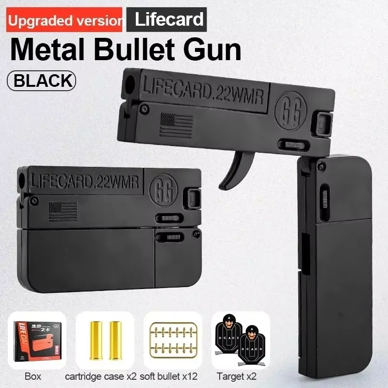 Lifecard Pistola de juguete plegable metal tiro suave para adultos