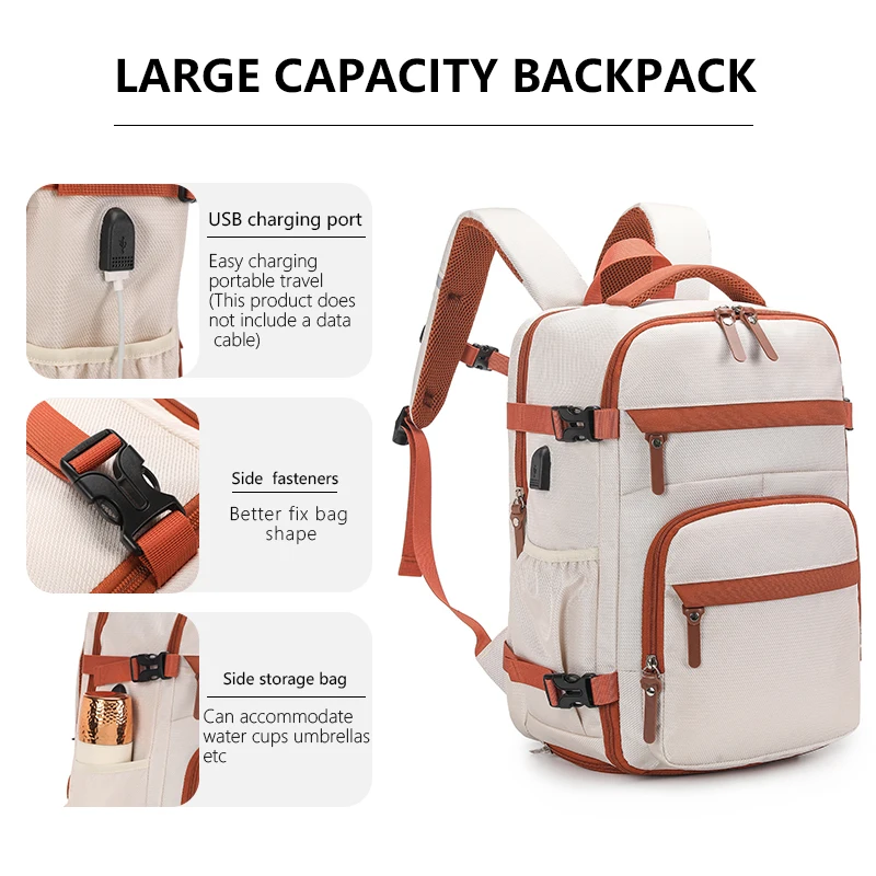 Mochila de escalada USB con bolsillo para zapatos, bolsa de equipaje para viajes al aire libre, viaje de negocios, mochila escolar para ordenador portátil de embarque en seco y húmedo - imagen 5