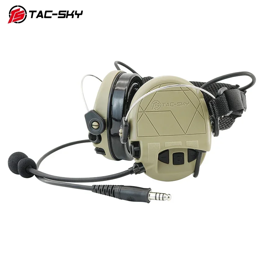 TS TAC-SKY TAC-302 Diadema trasera Protección táctica para los oídos, auriculares electrónicos con cancelación de ruido con PTT V2 de 2 pines para Airsoft - imagen 3