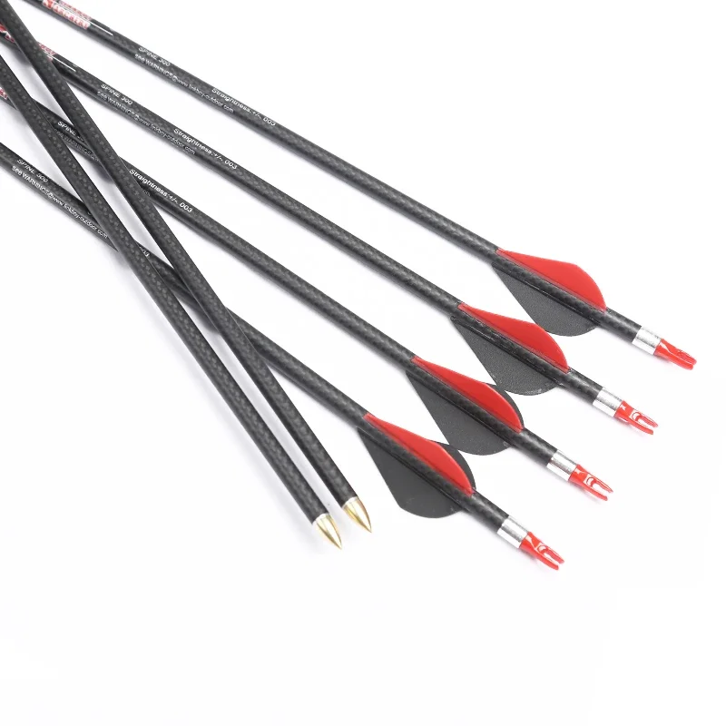 12 Uds Linkboy tiro con arco flechas de carbono puro 3k tejido columna vertebral 250-800 paletas de flecha de 2 pulgadas para caza con arco compuesto