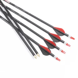 12 Uds Linkboy tiro con arco flechas de carbono puro 3k tejido columna vertebral 250-800 paletas de flecha de 2 pulgadas para caza con arco compuesto