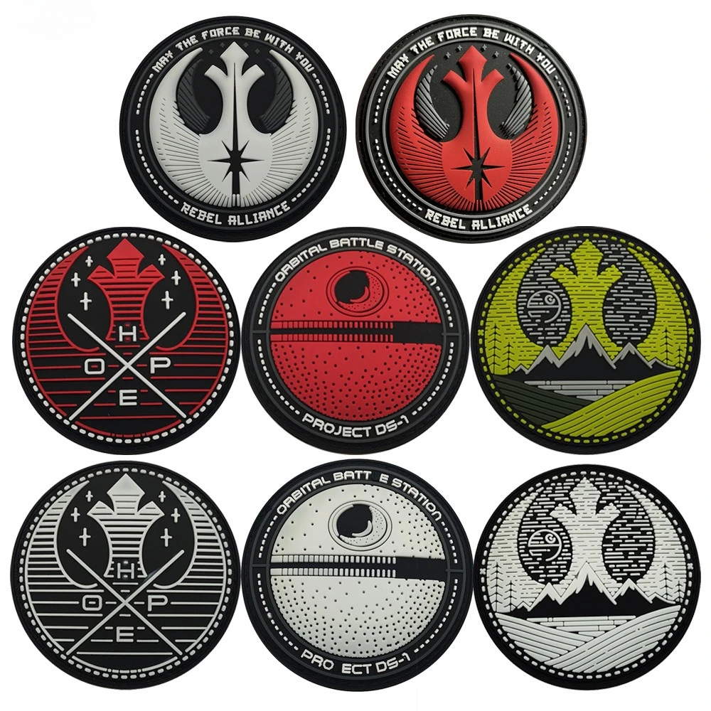 Insignia de Velcro luminosa de goma suave 3D, paquete al aire libre, pegatina de moral para estación de combate orbital de la Fuerza Espacial, redonda, 8x8cm