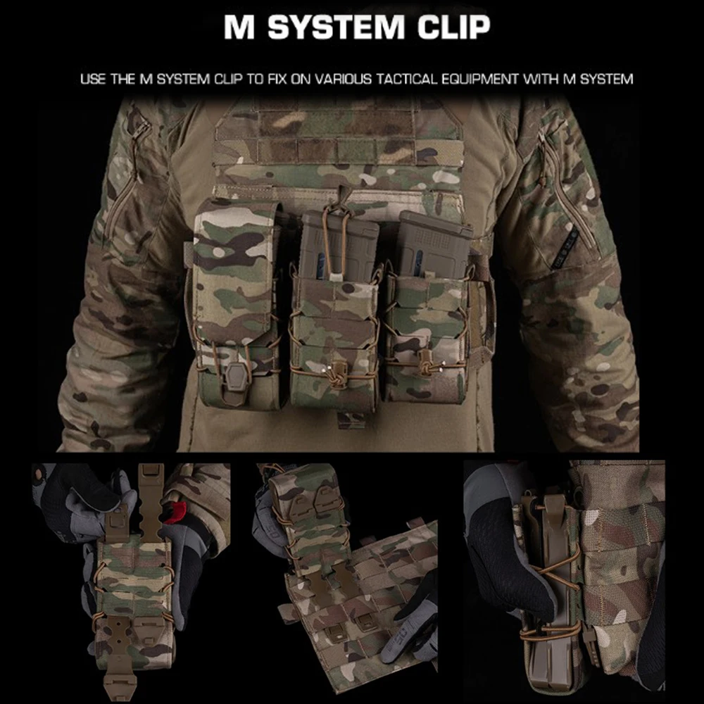 Bolsa doble para cargador 5,56 7,62, táctica M4 AR15, Rifle de caza, bolsa Mag de liberación rápida para chaleco Airsoft, portador de placa, equipo Molle - imagen 3