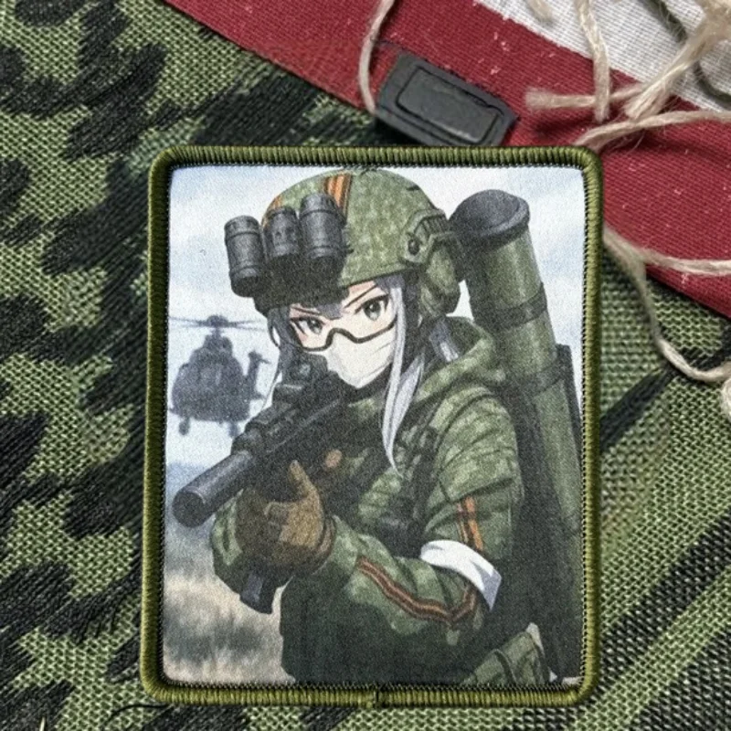 Parche estampado de Chica de Anime, chaleco táctico, sombreros con gancho y bucle, insignia de moral, mochila, pegatinas decorativas, parches para brazalete para ropa - imagen 2