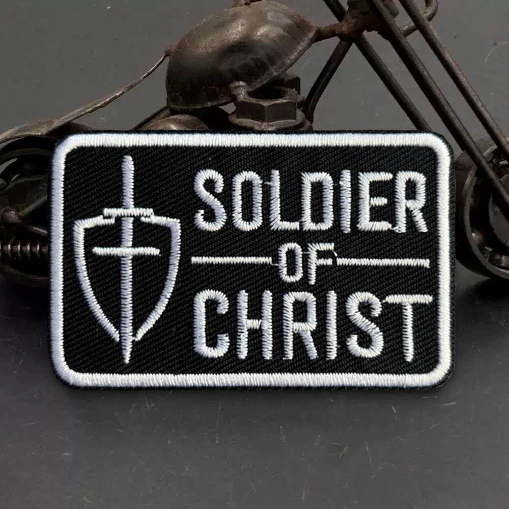 Parche táctico de soldado de Cristo, parches de gancho bordados de fe cristiana, pegatinas de apliques para mochila del ejército de moral militar - imagen 4