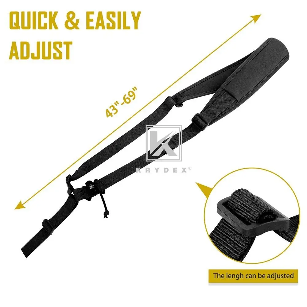 KRYDEX-tirachinas de Rifle táctico para caza, Correa Modular de combate, 1 punto, 2,25 pulgadas, accesorios de Rifle acolchados, color negro - imagen 5