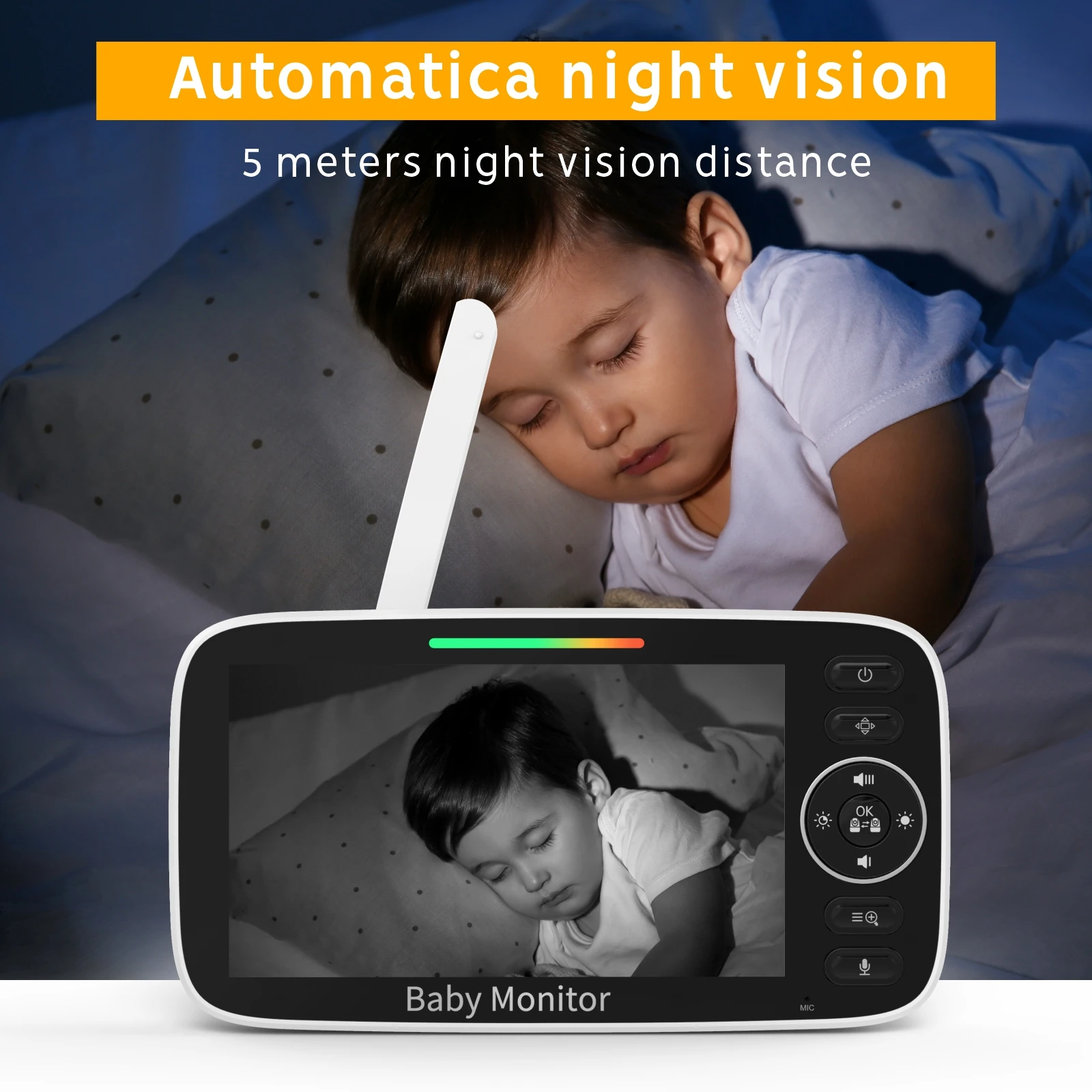 Vigilabebés SM530A inalámbrico 5" con cámara HD y visión nocturna - imagen 5