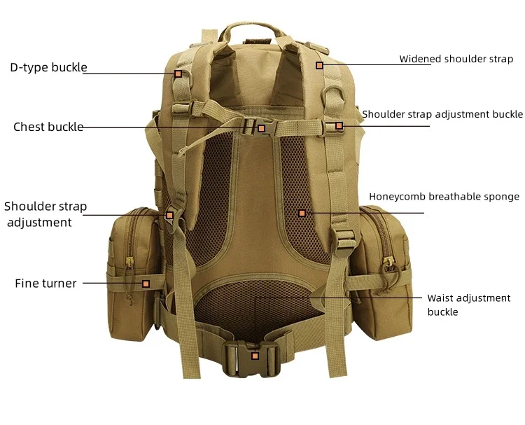 BOLAS TÁCTICAS FUNCIONALES YAKEDA MOLLE, bolsa de lona para deportes de senderismo al aire libre, mochila táctica de adiestramiento al aire libre para hombres y mujeres - imagen 5