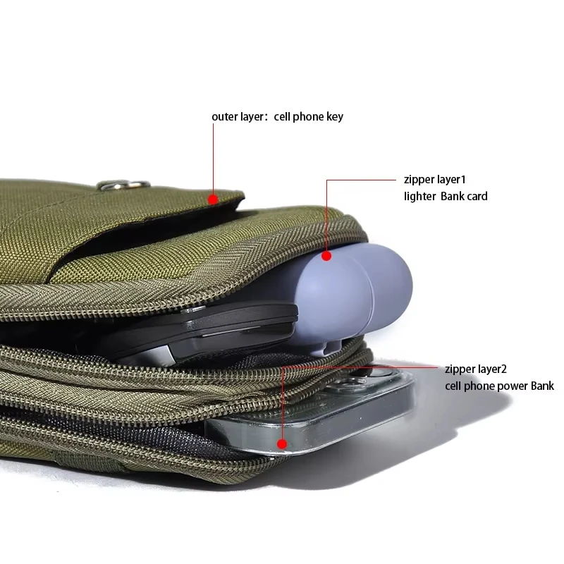 Riñonera militar de doble capa para hombre, bolsa para teléfono, Camping, caza, riñonera táctica, bolsa táctica verde para exteriores - imagen 5