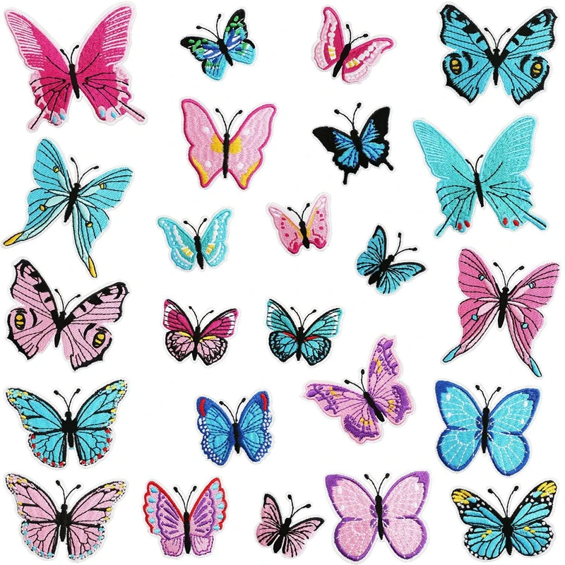 Parches de planchado con bordado de mariposa diy, pegatinas de parche decorativo para ropa de mariposa de dibujos animados - imagen 2