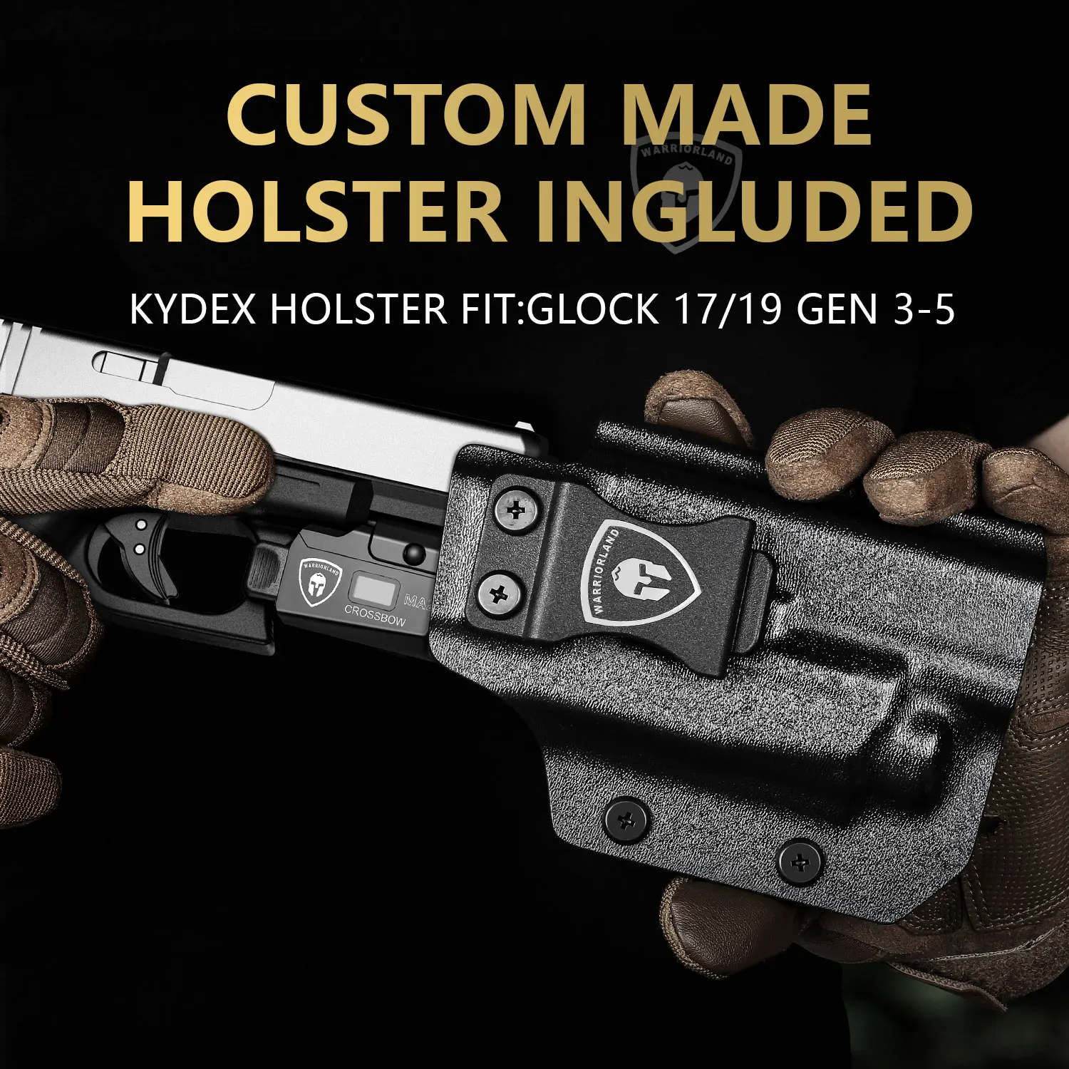 WARRIORLAND Luz universal y funda IWB Kydex compatible con luz de pistola G17/19 Gen3-5 LED blanco luces de pistola recargables USB mano derecha - imagen 5