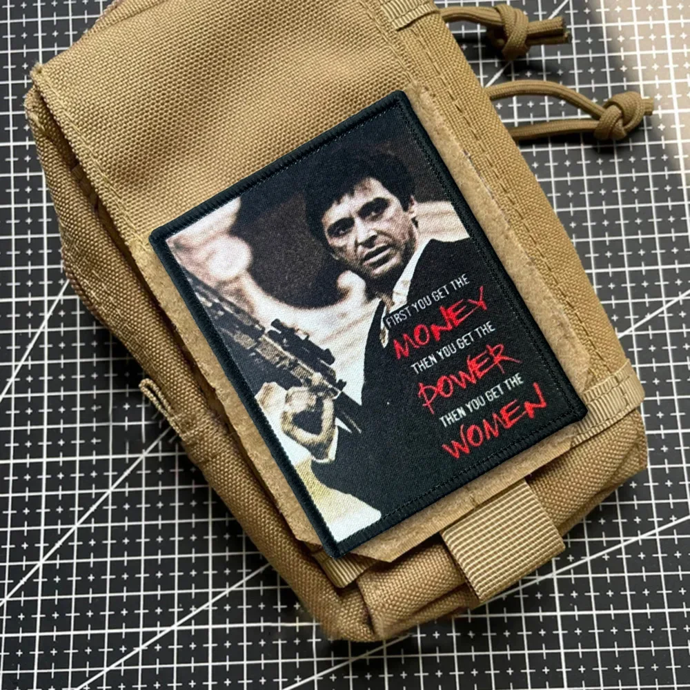 Parches de Meme Scarface, parche de gancho y bucle, brazalete moral, insignia de moral del ejército militar, pegatinas tácticas para mochila - imagen 3