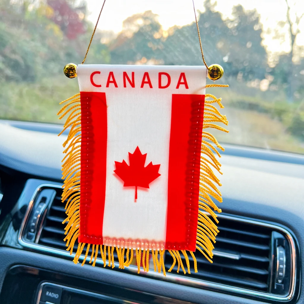 10x14cm decoración de ventana de coche poliéster Canadá banderín colgante banderas Mini banderín canadiense
