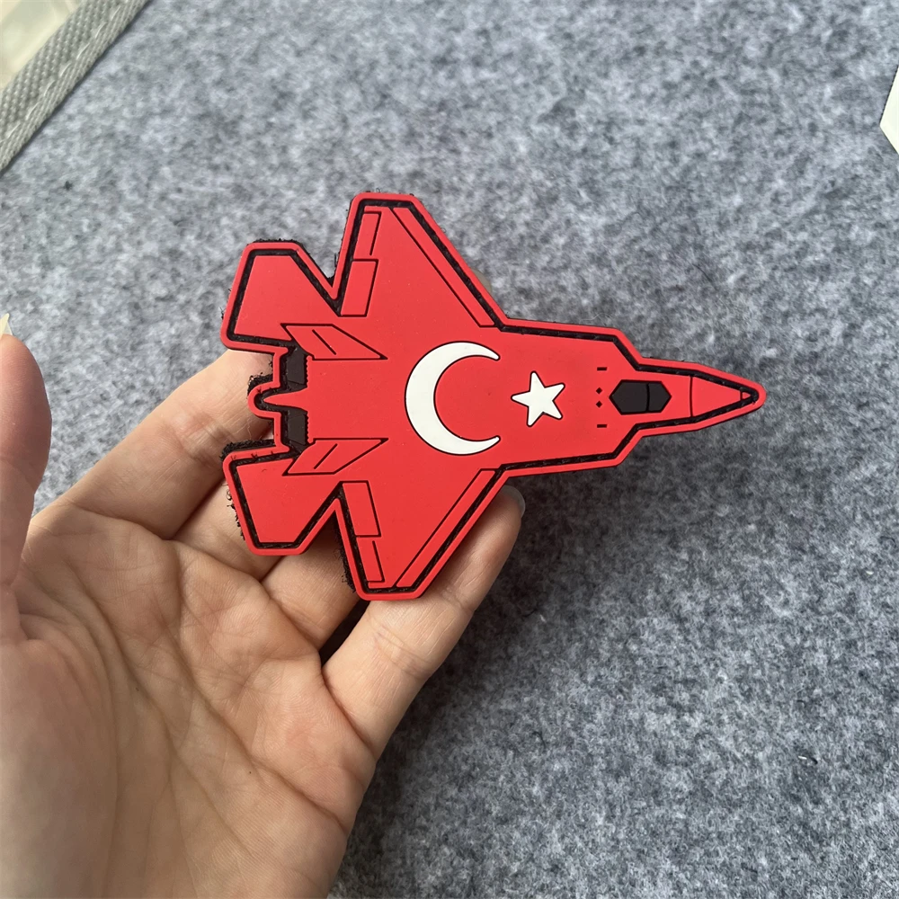 Parches de PVC con insignia de moral divertida de luchador de la Fuerza Aérea turca para ropa, brazalete militar táctico, pegatinas para mochila con gancho - imagen 3