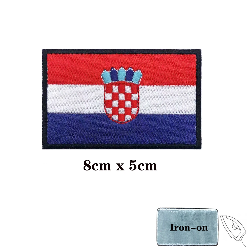 Parches de bandera croata de Croacia, brazalete, parche bordado, gancho y bucle, insignia bordada con hierro, raya militar - imagen 2