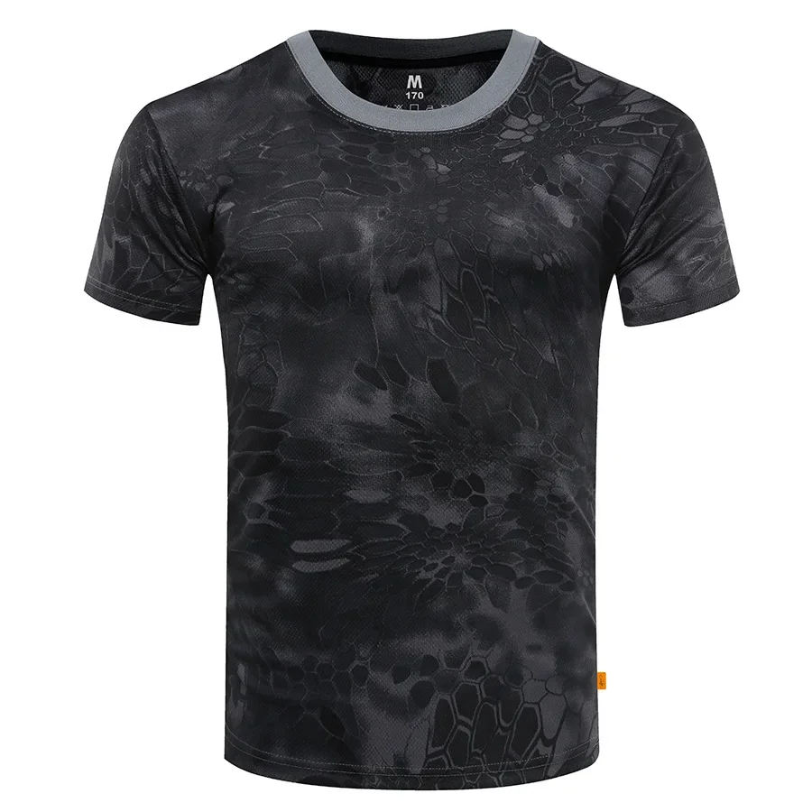 Camiseta táctica de camuflaje para hombre, ropa informal a la moda con cuello redondo, camisetas de manga corta de verano para deportes al aire libre de gran tamaño - imagen 2