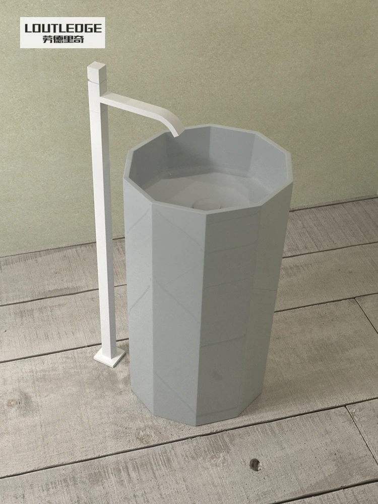 Color personalizado, color rosa y azul, balcón exterior, Hotel B & B, lavabo de columna integrado para lavarse las manos de pie - imagen 2