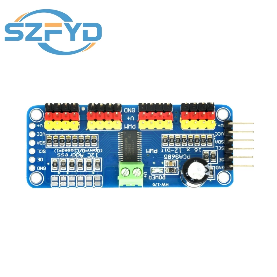 Módulo PCA9685 de interfaz I2C de controlador de servo escudo PWM de 16 canales y 12 bits para Raspberry Pi