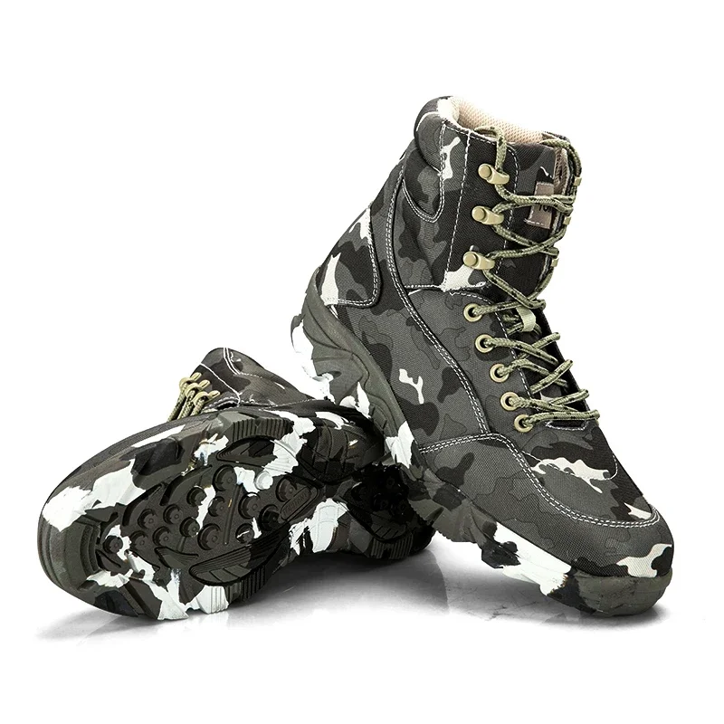 Zapatos de senderismo cálidos para exteriores, botas tácticas militares de camuflaje, impermeables, transpirables, antideslizantes, para acampar y escalar, para invierno - imagen 5