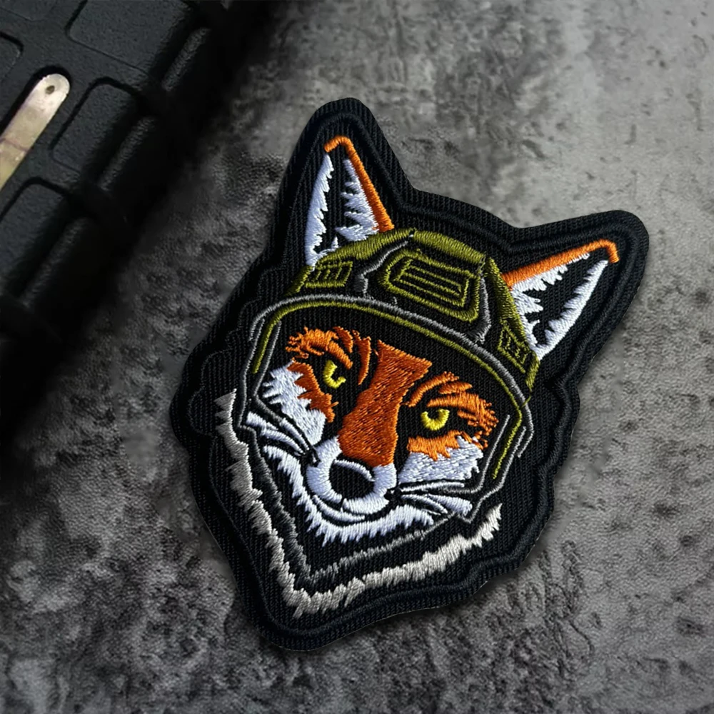 Parche táctico de zorro para casco, parches de gancho y bucle bordados divertidos, insignia de moral militar, brazalete del ejército, pegatinas para mochila